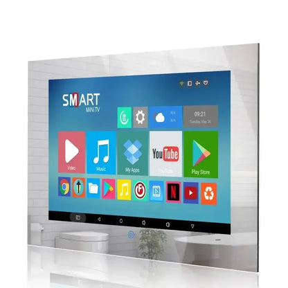 Go Haocrown 19 Inch Touchscreen Mirror TV Bathroom, IP66 Waterproof Android Television Built-In Wi-Fi ATSC Tuner -- US