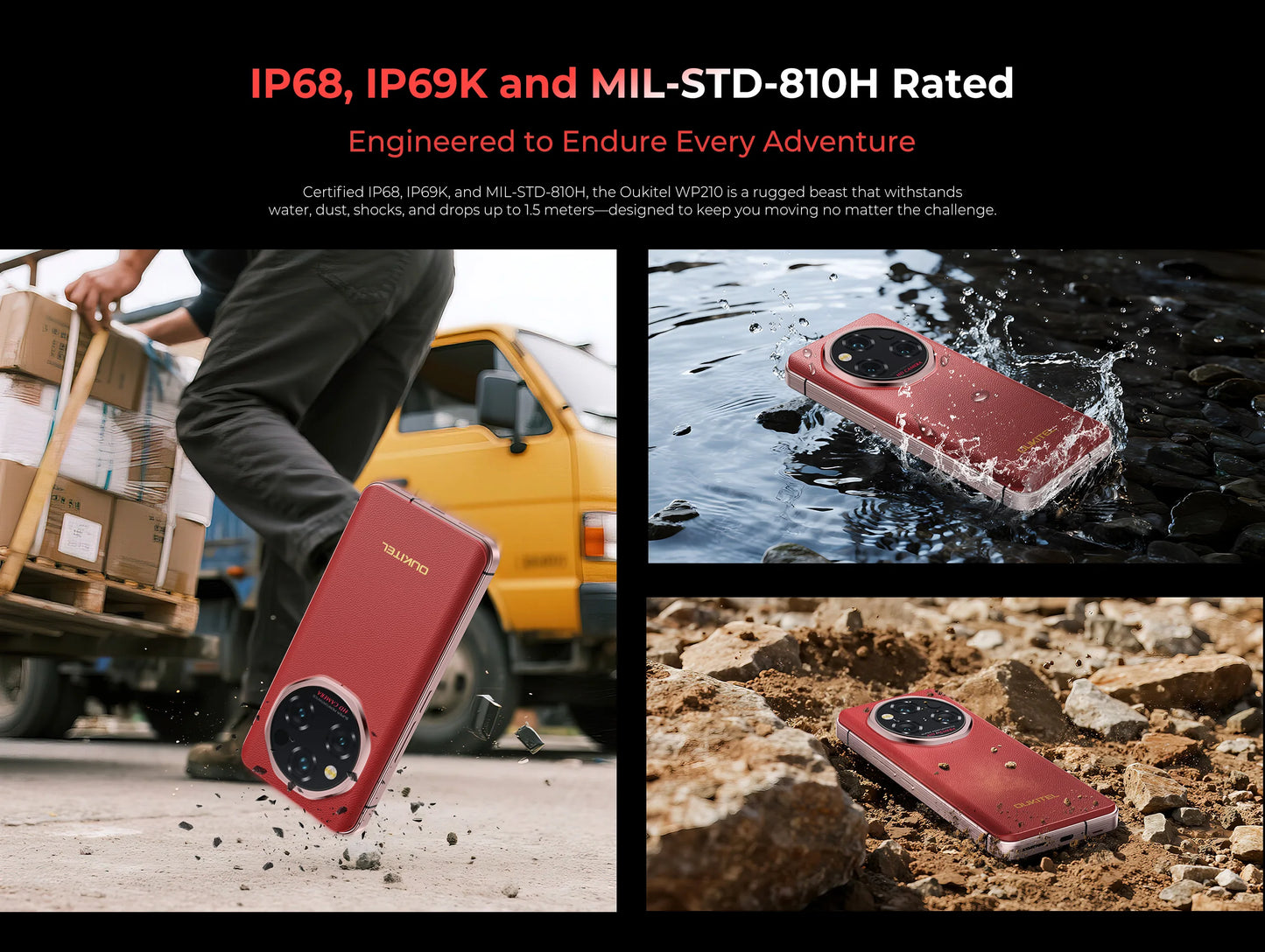 OUKITEL WP210 8800mAh 45W Rugged Phone - MTK 8200, 36GB+512GB, 6.7" FHD+, NFC, 108MP Camera Android15 5G Smartphone