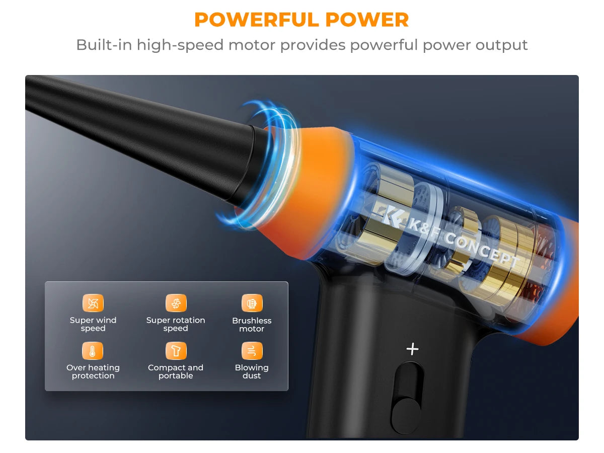 K&F CONCEPT Electric Air Duster Cordless Compressed Air Blower Suction for Computer,PC,Laptop Keyboard,Car,Camera Dust Cleaner