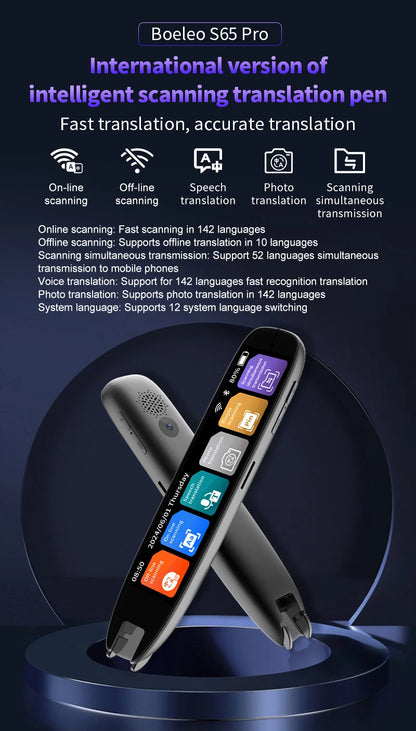 Translation Pen for Dyslexia Scanner Reading Pen 142 Text to Speech Smart Recording Pen Voice Wireless Text Extract Translator