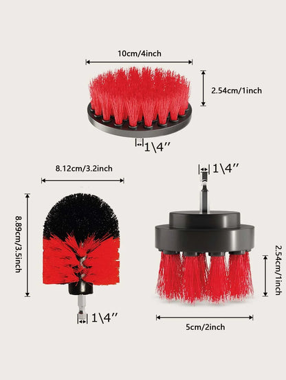 3Pcs/Set Electric Scrubber Brush Drill Brush Kit Plastic Round Cleaning Brush For Carpet Glass Car Tires Nylon Brushes
