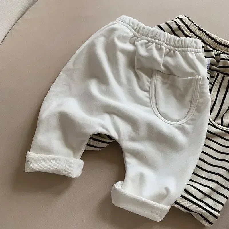 2025Spring Autumn New Baby PP Pants 1-5Y Boys Girls Cotton Striped Loose Harem Trousers Toddler Daily Infant Wear Kids Clothing