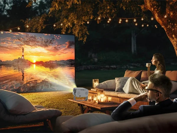 Mini 4K Projector Wall Projector, Portable Outdoor Movie Projector with Built-in Wi-Fi, Speaker & Digital Keystone, HDMI/BT,