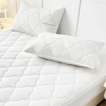 Waterproof Throw Mattress Cover Bed Fitted Sheet Mattress Bedspread Protector Pads Single/Double/King/Queen Full Size Gray/White