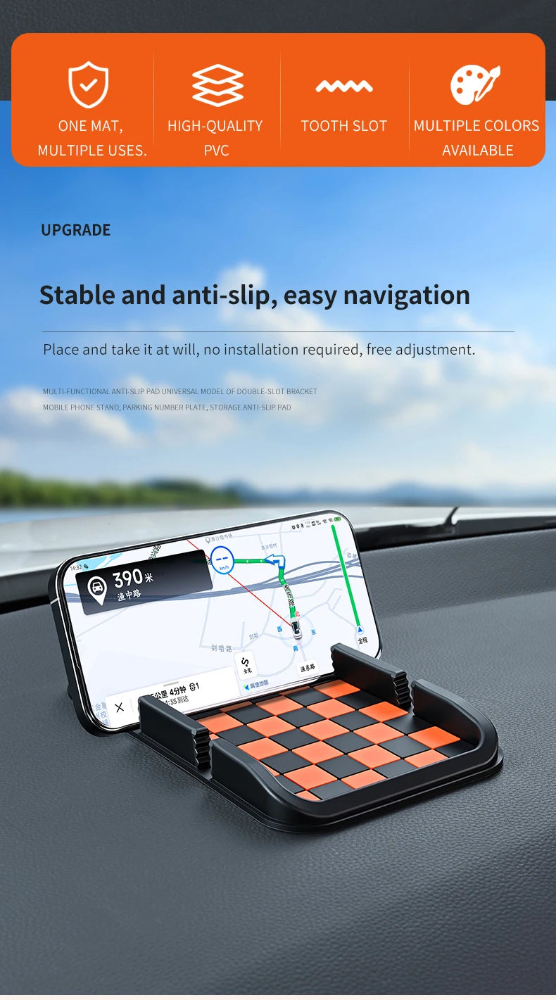 Car Phone Holder, Multifunctional, Dashboard Anti-Slip Mat, Navigation Stand, Parking Number Plate