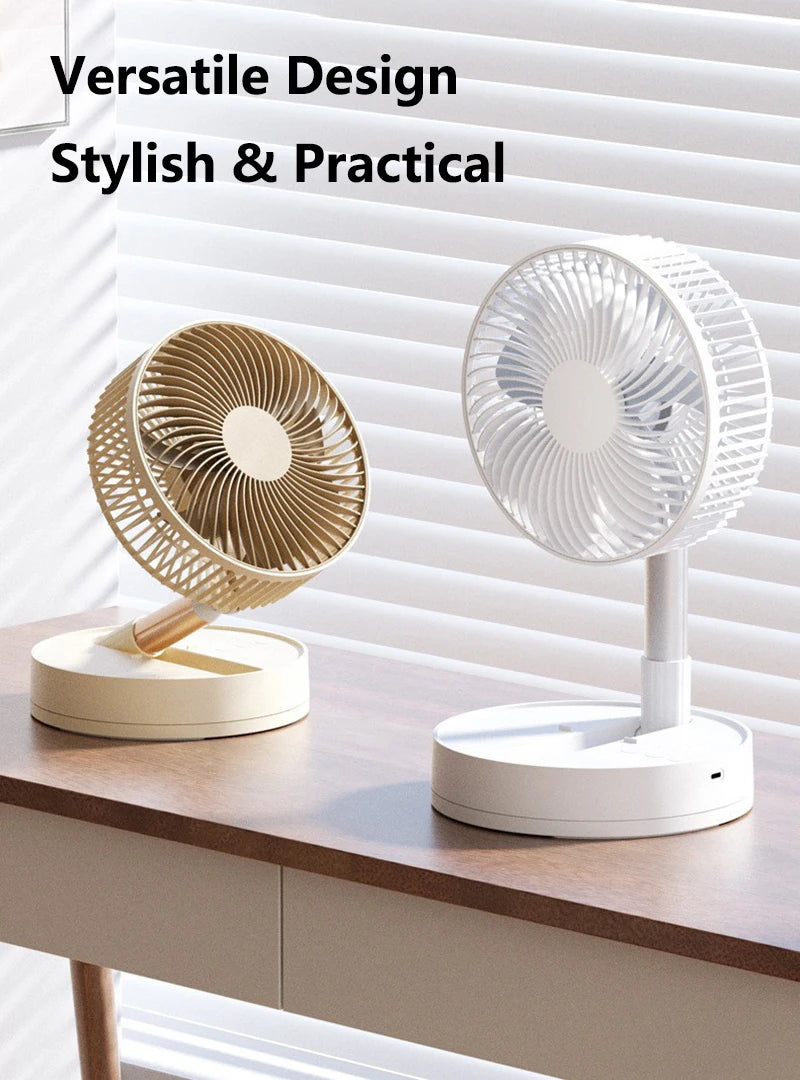 Lenovo USB Foldable Portable Fan 8inch 4 Speeds Timing Battery Operated Mini Floor Fan for Bedroom Indoor or Outdoor Table Fan