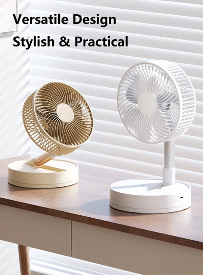 Lenovo USB Foldable Portable Fan 8inch 4 Speeds Timing Battery Operated Mini Floor Fan for Bedroom Indoor or Outdoor Table Fan