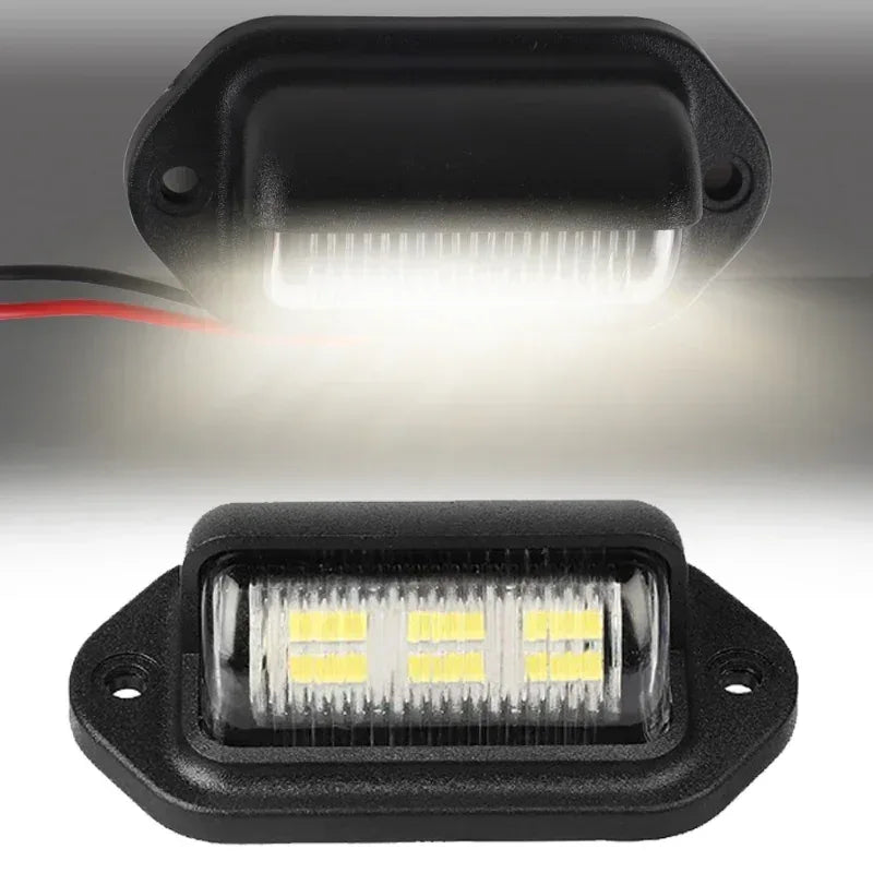 6 LED Universal Car License Light for SUV Truck Trailer Van Tag Step Lamp White Bulbs Car License Plate Lights Car Accessories