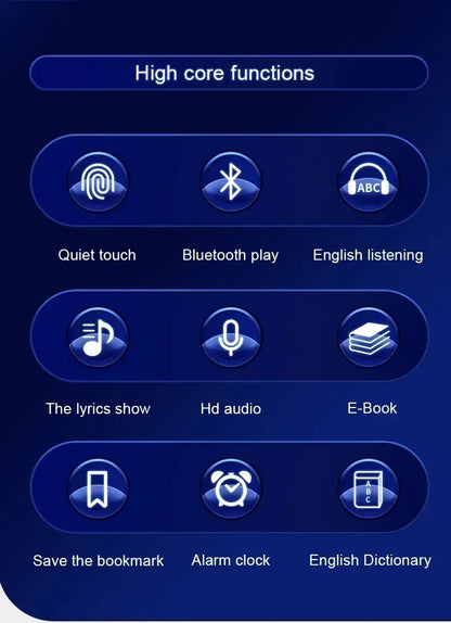 2.0 Inch Metal Touch MP3 MP4 Music Player Bluetooth 5.0 Supports Card, with FM Alarm Clock Pedometer e-Book Built-in Speaker