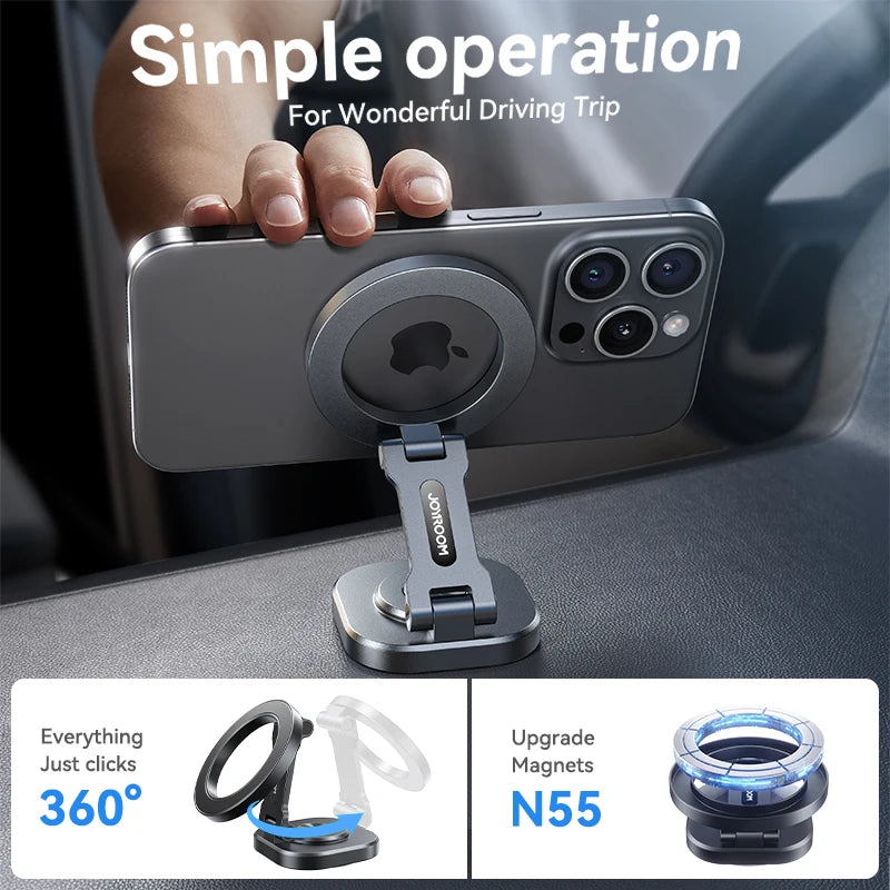 Joyroom Magnetic Car Phone Mount Strong Magnet Foldable Car Mount 360° Rotatable Car Phone Holder For 4.7-7.0 phones