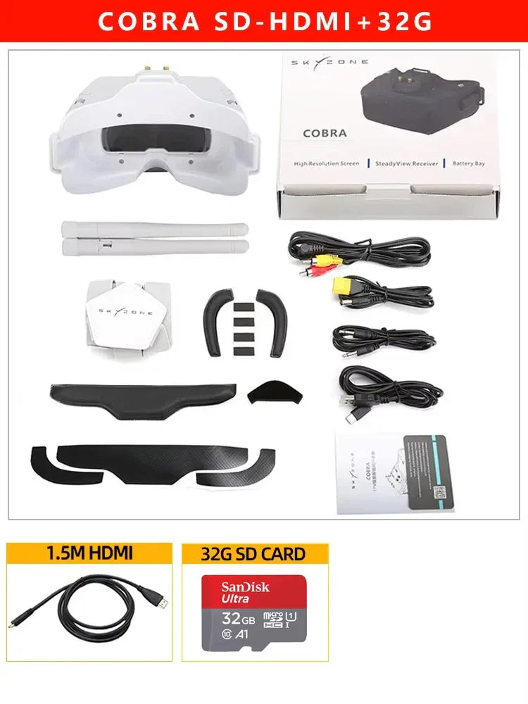SKYZONE COBRA SD FPV Goggles 5.8G 48CH Diversity Receiver Screen Head Tracker Helmet 4.3inch LCD 800X480 For FPV RC Drone