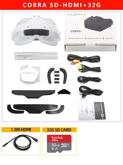 SKYZONE COBRA SD FPV Goggles 5.8G 48CH Diversity Receiver Screen Head Tracker Helmet 4.3inch LCD 800X480 For FPV RC Drone