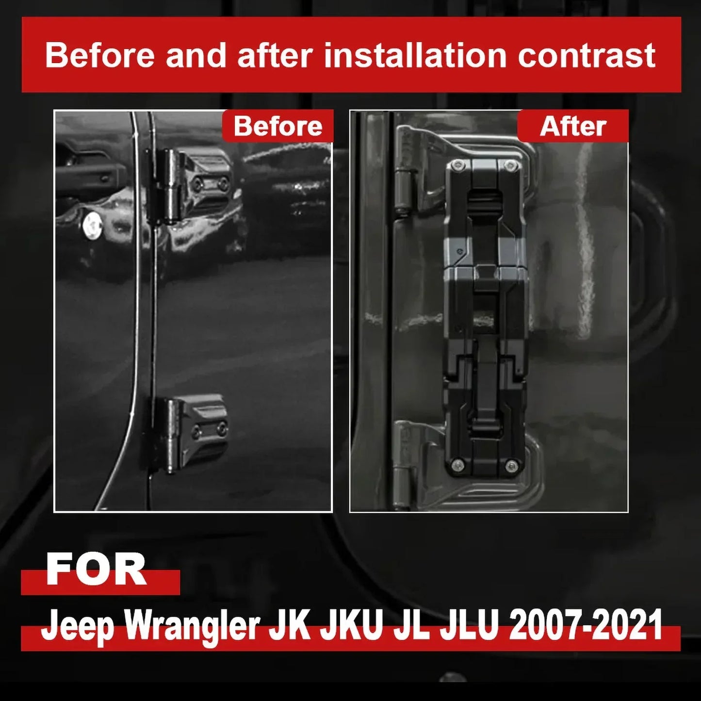 for Jeep Wrangler JK JKU JL JLU 2007-2021 Aluminum Car Folding Stepping Ladder Door Hinge Step Heavy Duty Footboard Foldable