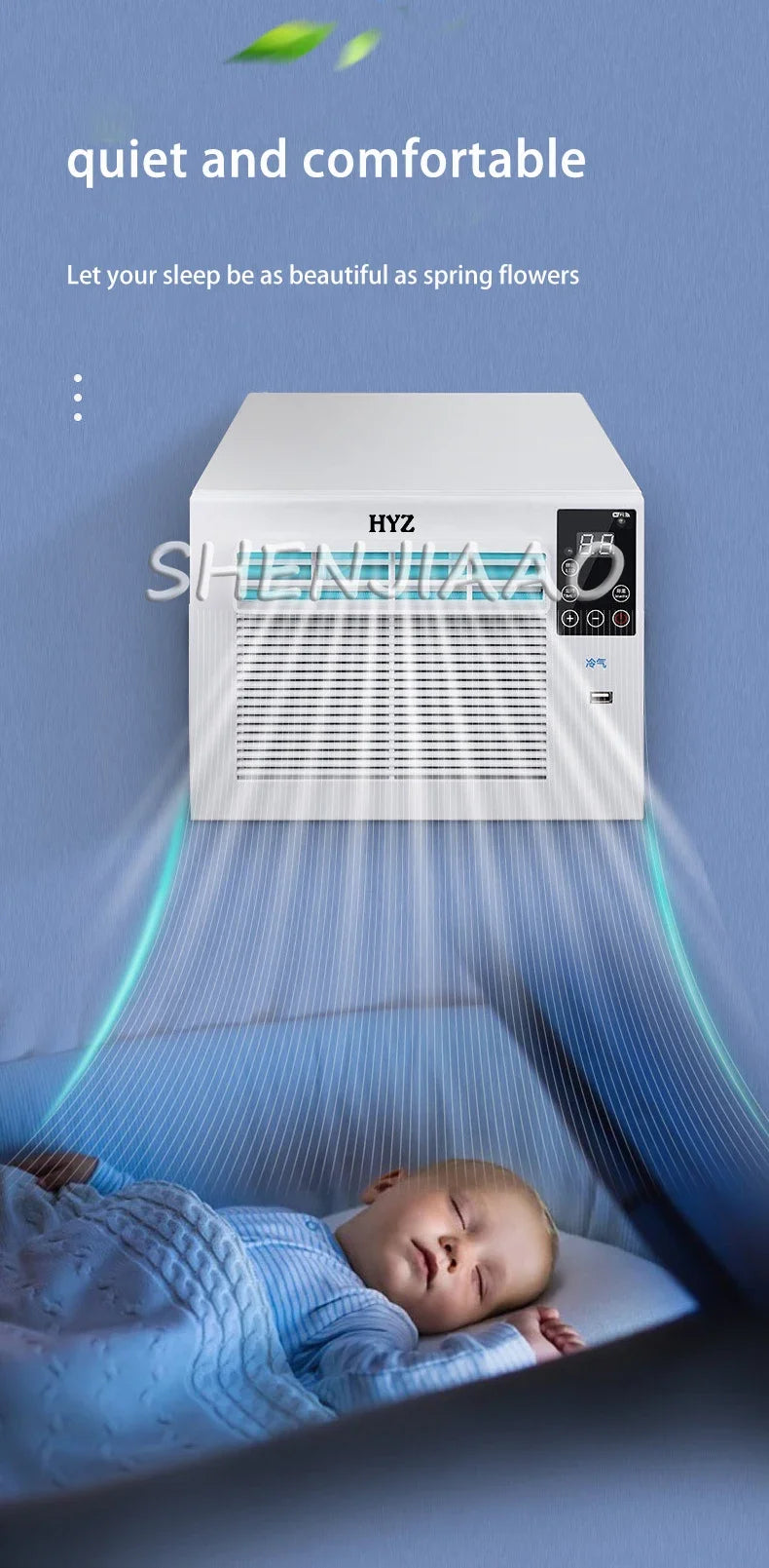 Home Portable Mobile Air Conditioning Dehumidification Desktop Mini Cooling Only Machine Free Installation with Remote Control