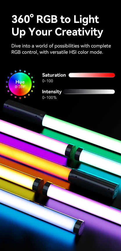 Ulanzi Upgraded VL119 10W RGB Light Wand Stick Light Handheld Stick for Protrait Photography Live Streaming with Type-C Charging