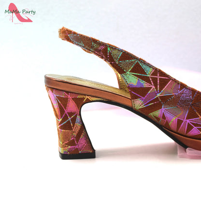 Fashion Peep Toe Sandals Italian Design Nigerian Shoes and Bag Set in Fuchsia Color Sweet Style for Wedding Party