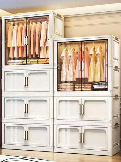 Multi-Functional Folding Storage Cabinet with Doors White/Black/Gray for Home Office Kitchen Bathroom Organizer
