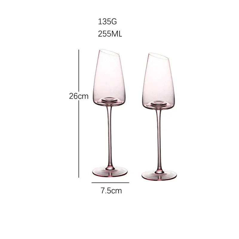 French Pink Flamingo Red Wine Glasses Set Crystal Glass Goblet Creative Inclined Mouth Concave Bottom Champagne Wine Cup Blue