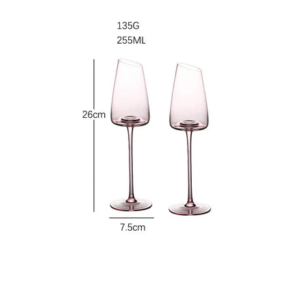 French Pink Flamingo Red Wine Glasses Set Crystal Glass Goblet Creative Inclined Mouth Concave Bottom Champagne Wine Cup Blue
