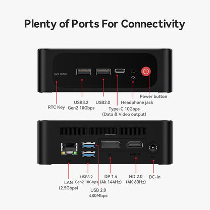 Beelink Mini PC SER5 Max AMD R7 6800U 7735HS R5 5500U R3 3200U 16G 500G NVME Windows Type-C Triple Screen Gamer Mini Computer