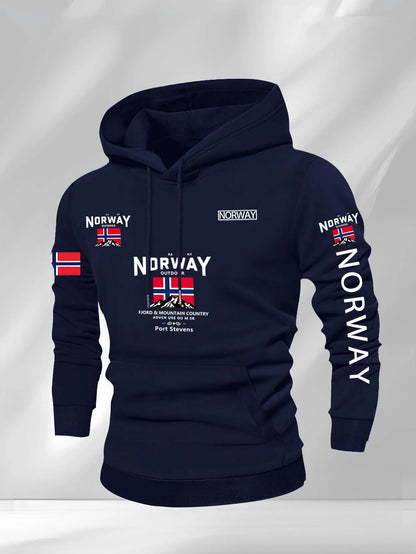 Norway Autumn winter models Men's Fleece windproof Warm 100%Cotton Oversized Hoodie Outdoor Commuter Men's High Elastic top