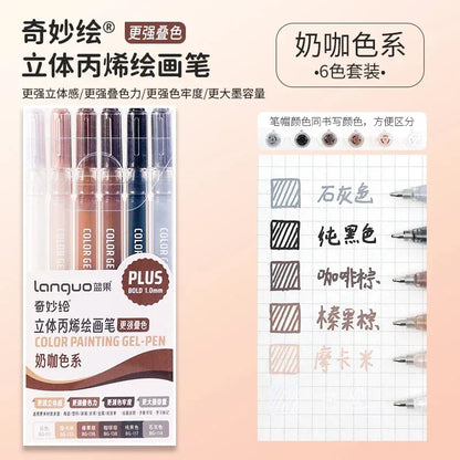 150/6 Colors Acrylic Gel Pen Student Diary Scrapbook Painting DIY Gel Pen Set Color Drawing Doodling Art Markers School Supplies