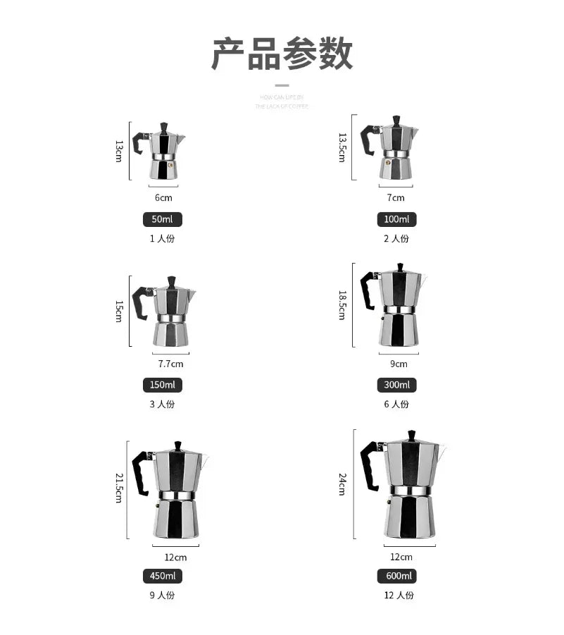 Mocha Coffee Pots Italian Aluminum Octagonal Pot Coffee Cup Maker Tea Maker Portable Coffee Maker