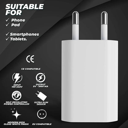 5V/1A Mini EU Plug Charger USB Mobile Phones Charger USB-C Quick Charger Wall Power Adapter Chargers For iPhone Samsung Xiaomi