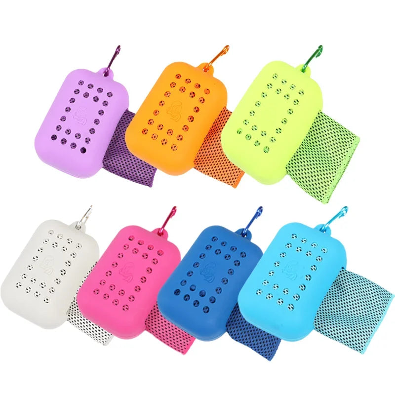 10PCS Portable Mini Silica Gel Set Cold Towel Polyester Fiber Outdoor Cooling Towel Fitness sports gym Run quick Dry Cool Towel