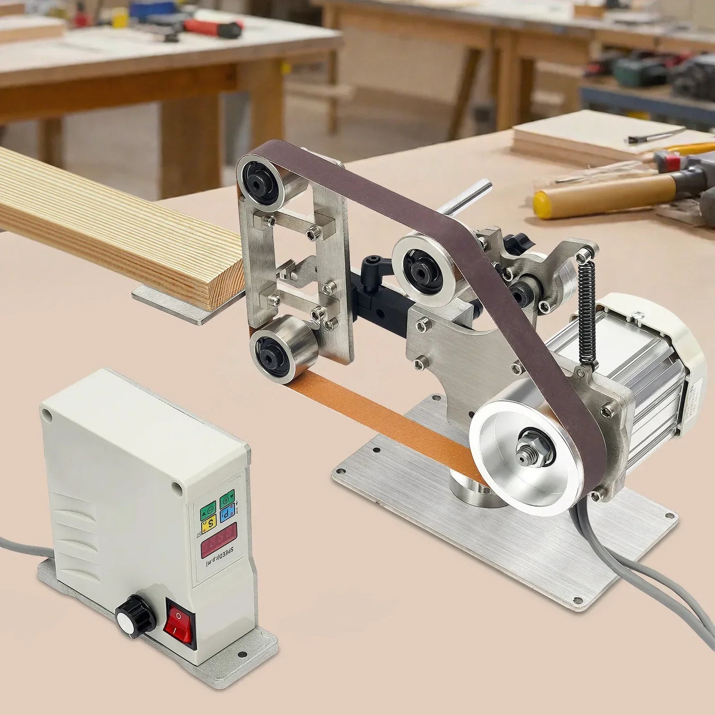 Multi-function Desktop Belt Machine,with Brushless Motor 762x25MM Belt Sander  Sharpener Polishing Grinding Machine