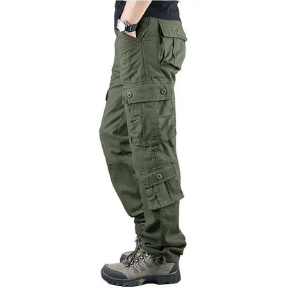Cross-Border Men's Cargo Pants Spring Autumn Loose-Fit Pure Cotton Multi-Pocket Plus Size Straight-Leg Casual Pants