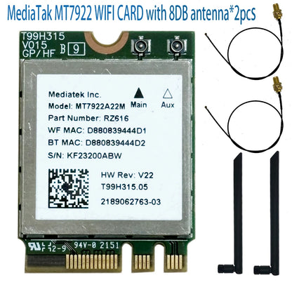 Wi-Fi 6 MT7922 Wireless LAN Card 2400Mbps Wifi Card 2.4/5/6G Dropship