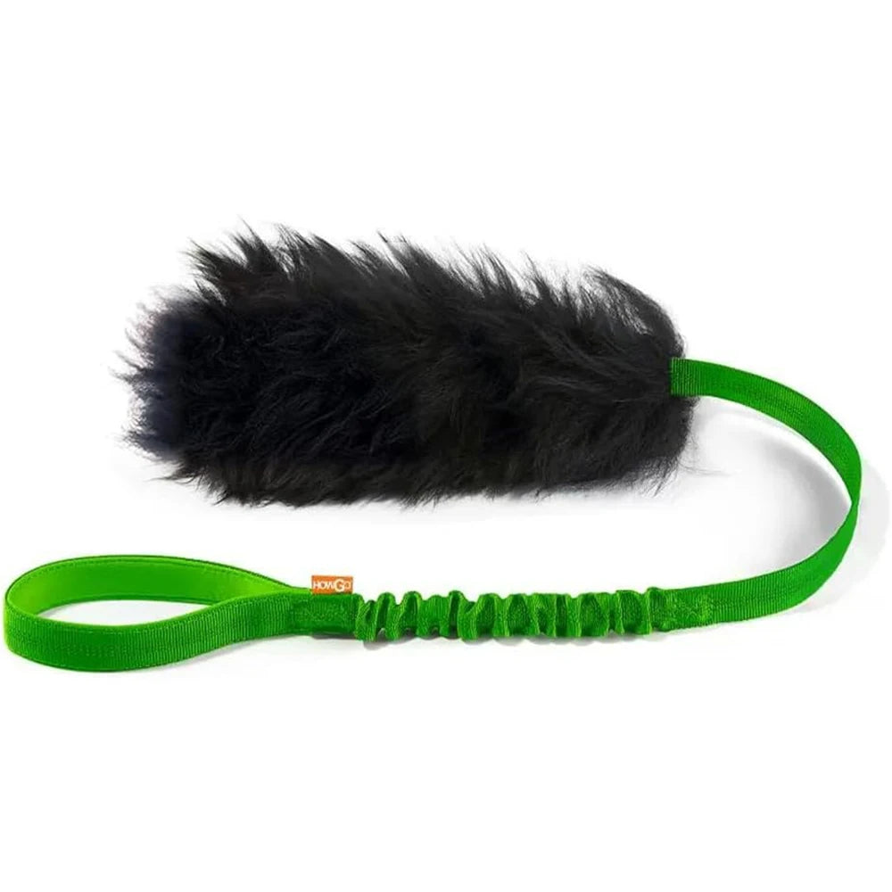 Dog Rope Toy Interactive Dog Bungee Chaser Toy with Rubber Ball Pet Tug Toy Sheepskin for Medium Large Dogs Exercise Outdoor