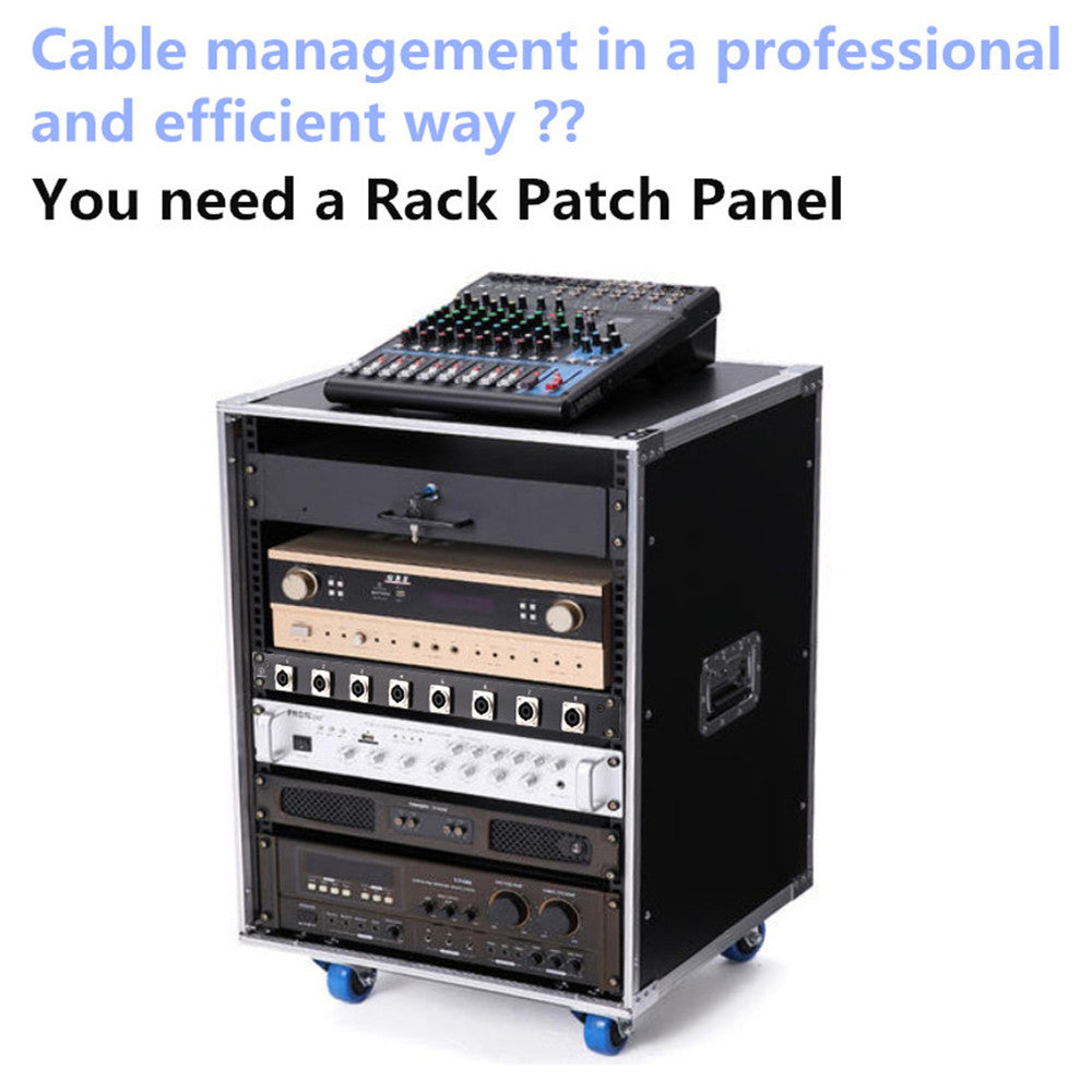 1U 2U Rack Patch Panel 8 12 16 24 Way Channel Flight Case Mount for XLR Connecctor Male Female SpeakOn Cabinet Mounting Panel