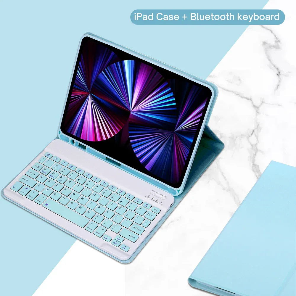 Spanish Keyboard Case For iPad Air Pro 11 13 2024,iPad 10.2 7/8/9th 10th 2022 Gen Air 3 4 5 10.9 Pro 12.9 Funda Cover For iPad