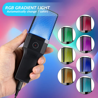 Professional Microphone Condenser Gaming Mic PC Laptop Computer USB Wired Streaming Studio Podcast Mike Kit Gamer RGB PC Karaoke