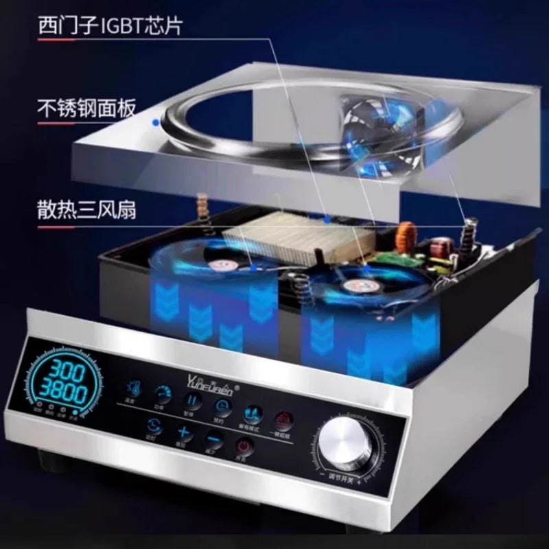 Commercial induction cooker household concave high-power 5000 cooking electric wok stainless steel electromagnetic stove
