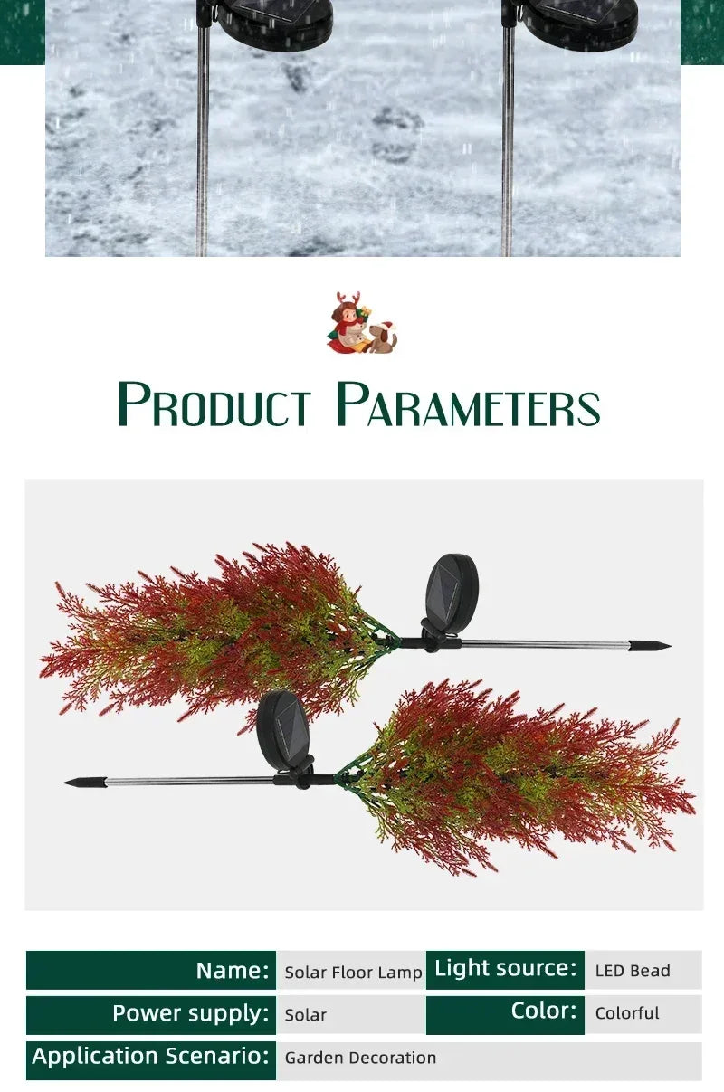 Solar LED Lights Christmas Tree Lawn Lamp Holiday Lantern For House Festive Wedding Courtyard Garden Decoration RGB Light
