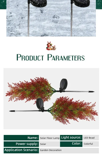 Solar LED Lights Christmas Tree Lawn Lamp Holiday Lantern For House Festive Wedding Courtyard Garden Decoration RGB Light