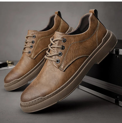 Spring Autumn Casual Men Retro Leather Shoes 2023 Fashion British Style Anti-skid Chaussure Homme Cuir Luxury Brand Designer