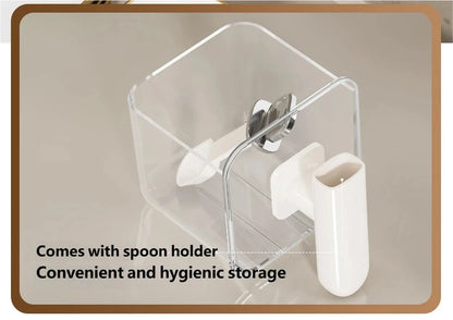 Non perforated seasoning box, seasoning storage container with spoon, spice jar, chili spice, kitchen organizer