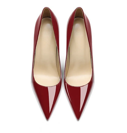 High Heels Women's Stiletto Patent Leather Internet Celebrity Pointed Large Size Small Size Professional Shoes