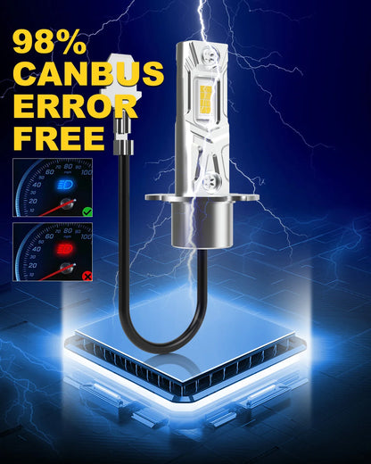 Katur 2Pcs Super LED H3 Fog Lamp Fanless H3 LED Canbus Mini Design 12V DC Car Driving Light Headlight Bulbs DRL 6000K White Bulb