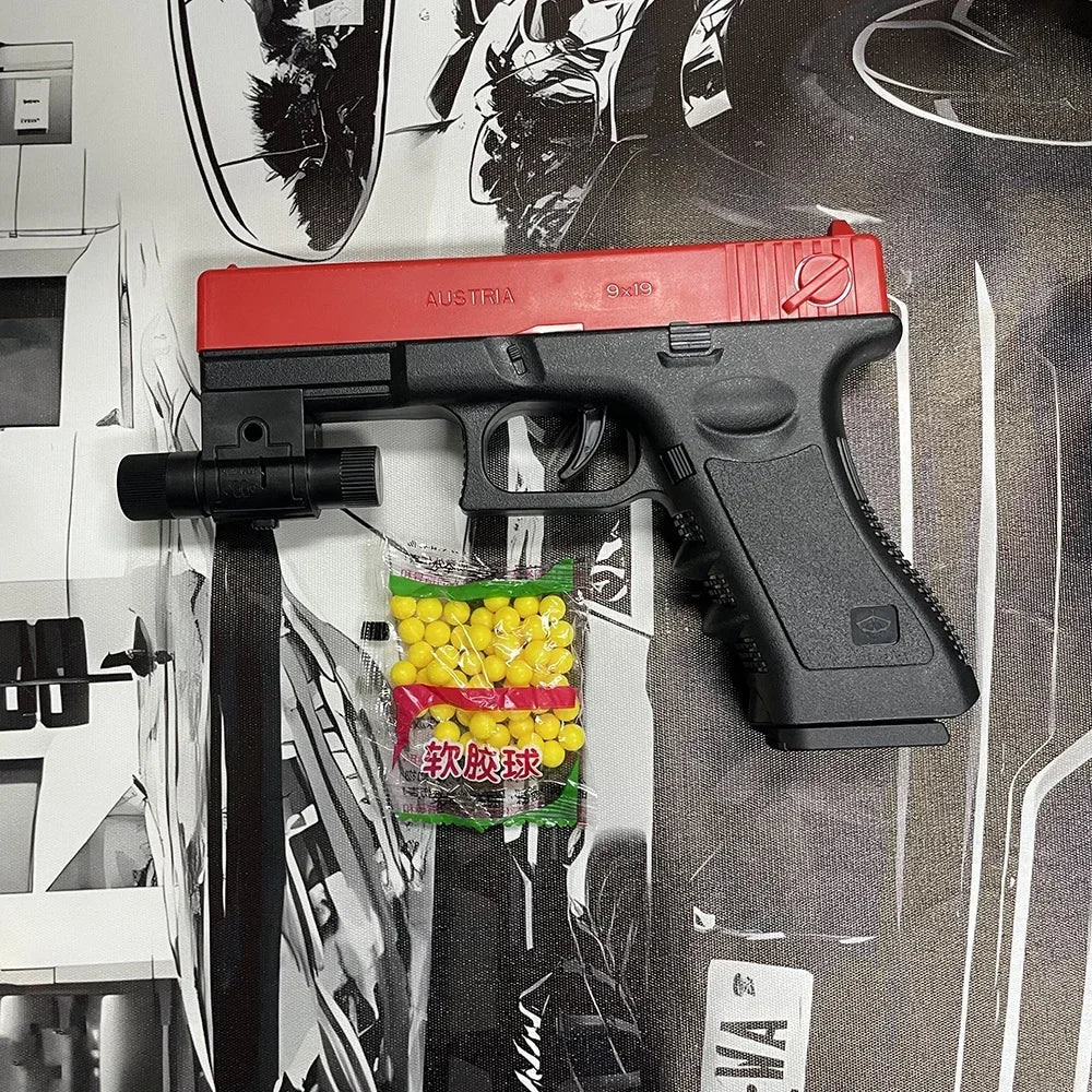 2025 New Soft Bullet and Airsoft Pistol Manual G17 G lock Toy Gun Lower Magazine Laser Outdoor Sports CS Game Weapon Kisd Gift