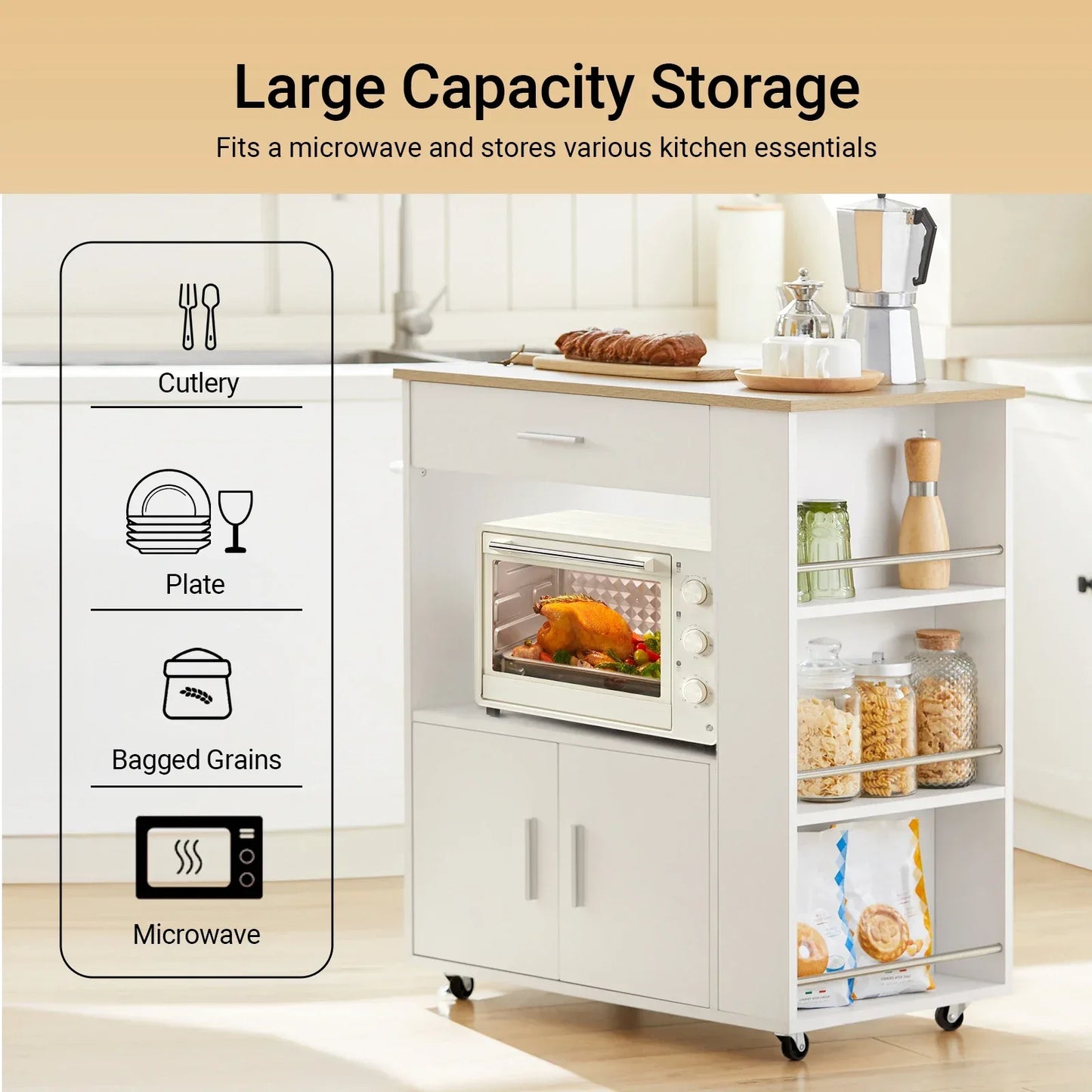 SoBuy FKW113 serving trolley kitchen cart narrow kitchen island on wheels microwave wardrobe trolley for kitchen