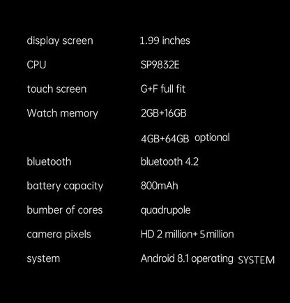 2024 New SIM Smart Watch 2.03inch 4G Network GPS Wifi NFC Dual Camera 64G ROM Storage Google Play Small mobile phone Smartwatch