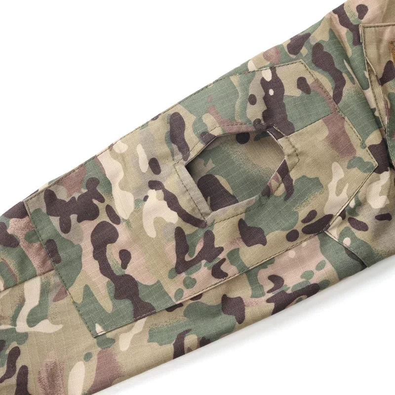Outdoor Long Sleeve Tactical Shirts Combat Shirt 1/4 Zipper Ripstop Cotton Wear-resisting Camo Airsoft T Shirts Men Clothing