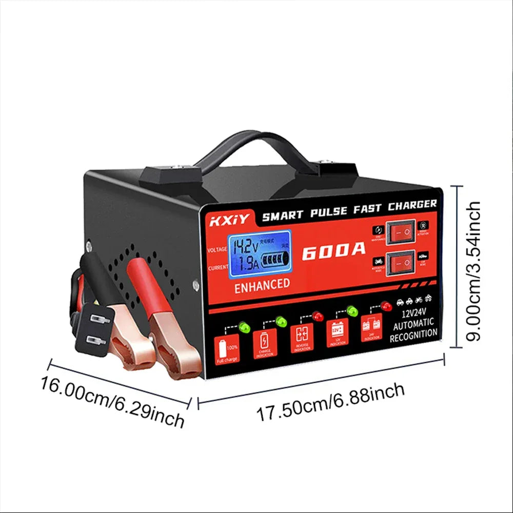 130W Automotive Battery Chargers Digital Intelligent Pulse Repair + Switch LED Indicator Storage Cell Car Chargers 12V 5A,24V 3A