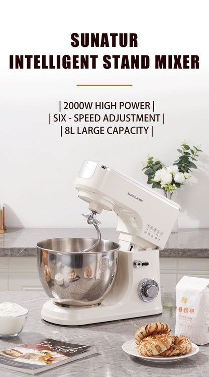 SUNATUR 8L stand mixer machine 2000W electric kitchen blender Household Auto Dough Kneading Egg Beating cream All-in-One Mixer