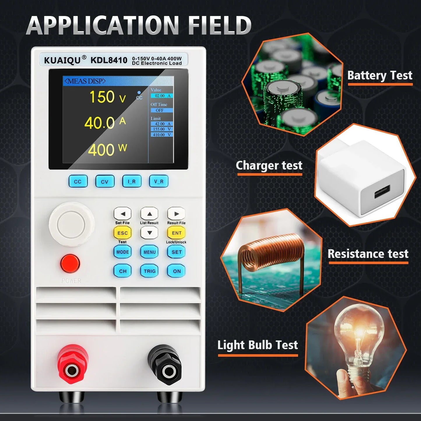Programmable DC Electronic Load 150V 40A 400W Digital Battery Capacity Tester Electronic Load Meter Aging Instrument ET5410A+